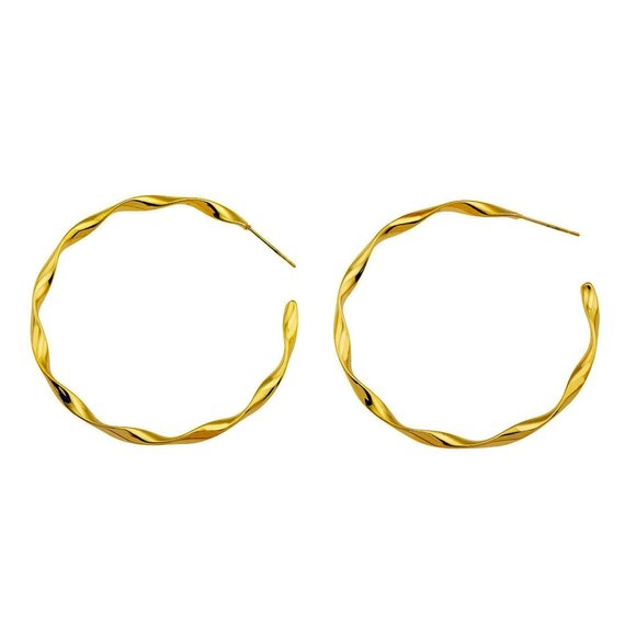 ALICIA Twisted Hoop Gold Earrings - Picture 1 of 7